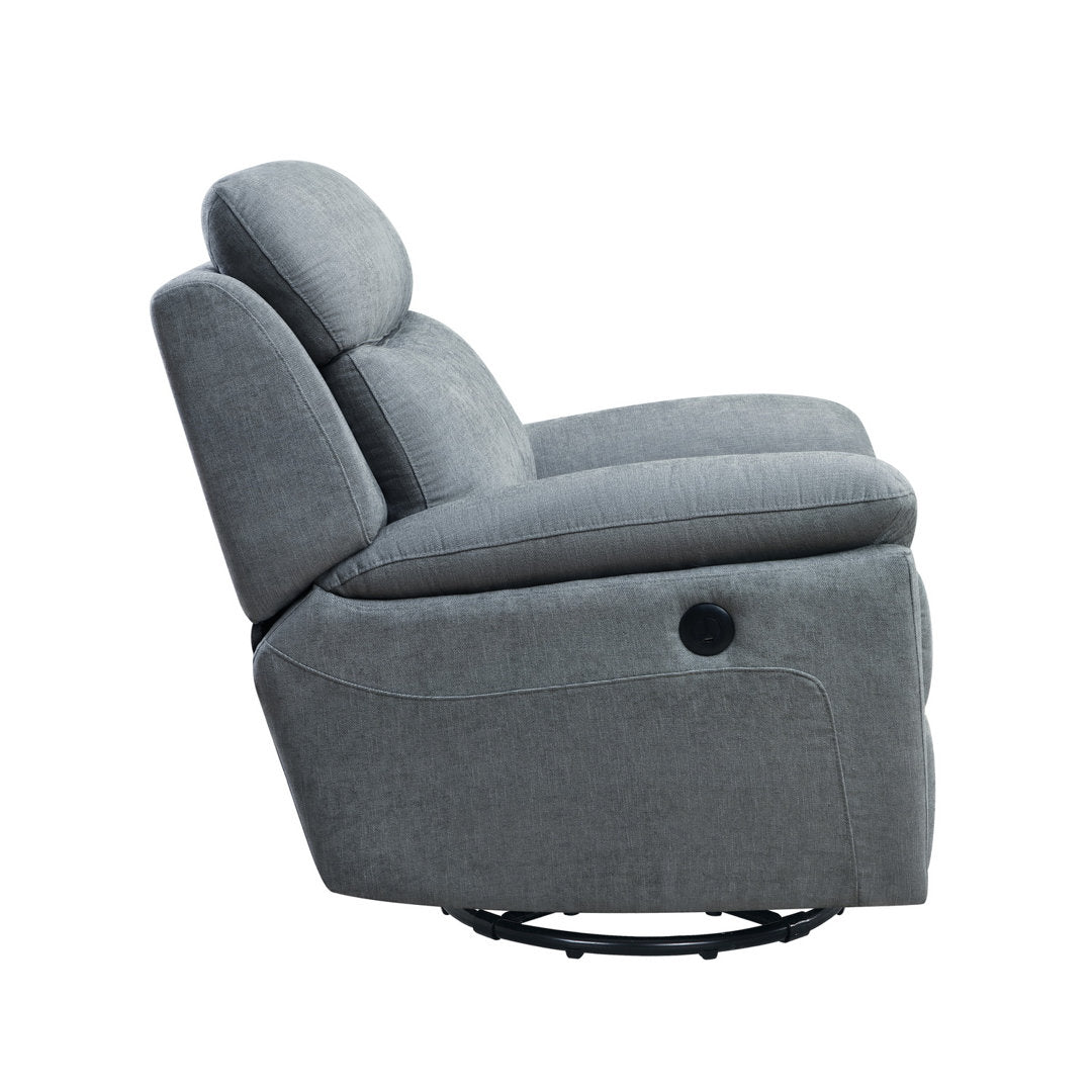 Kappa 35.43" Wide Power Swivel Standard Recliner Red Barrel Studio® Body Fabric: Green Gray Polyester Blend