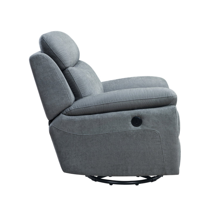 Kappa 35.43" Wide Power Swivel Standard Recliner Red Barrel Studio® Body Fabric: Green Gray Polyester Blend
