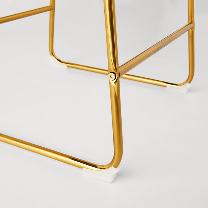 Nia Vegan Leather Bar & Counter Stool (Set of 2) AllModern Frame Color: Gold Seat Height: Counter Stool (24" Seat Height), Upholstery: Off White Vegan Leather
