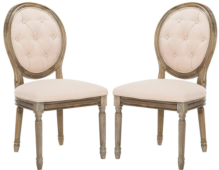 Fleur Tufted Linen Upholstered Side Chair in Brown (Set of 2) One Allium Way®