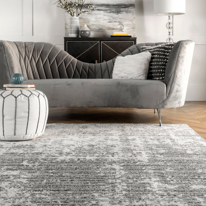 Deedra Modern Abstract Power Loom Performance Gray/White Rug 17 Stories Rug Size: Rectangle 2' x 3'