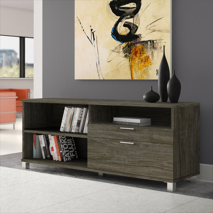 Idael 2 - 72W Credenza with 2 Drawers Ivy Bronx Finish: Walnut Gray