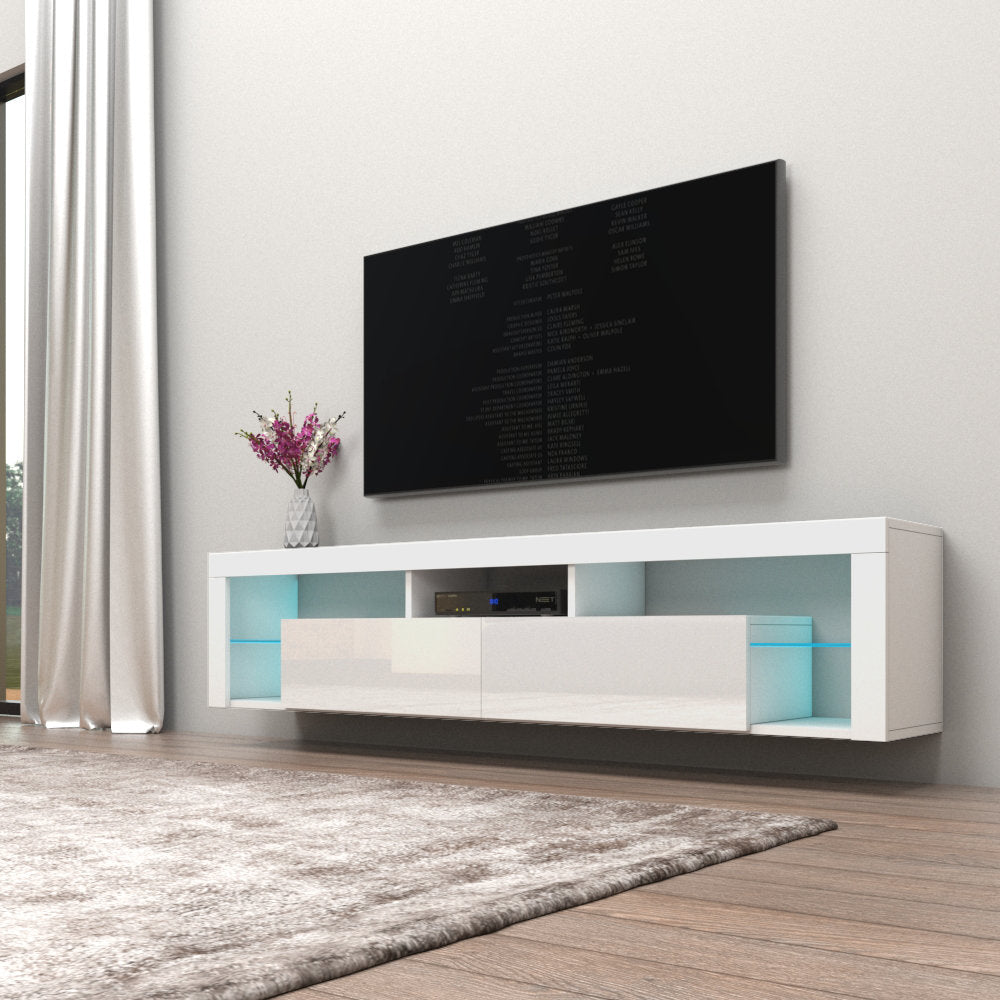 Floating Milano TV Stand for TVs up to 90" Orren Ellis Color: White