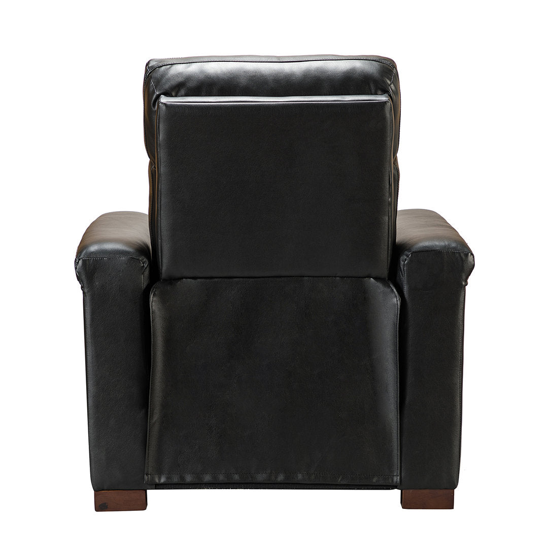 Aziah 34.65" Wide Genuine Leather Power Recliner With USB Port Wade Logan® Body Fabric: Black Genuine Leather