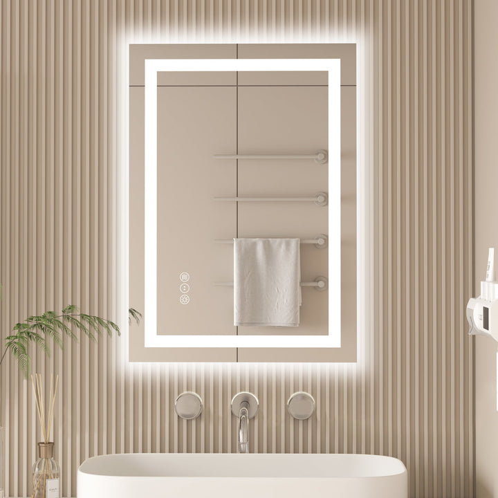 Dokes Frameless LED Vanity Wall Mirror Passed ETL Wrought Studio™ Size: 28" x 20"