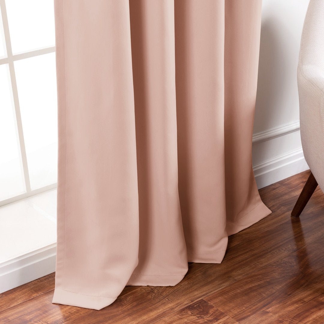 Bantam Solid Blackout Thermal Rod Pocket Curtain Panels (Set of 2) Ebern Designs Curtain Color: Blush Size per Panel: 52" W x 108" L