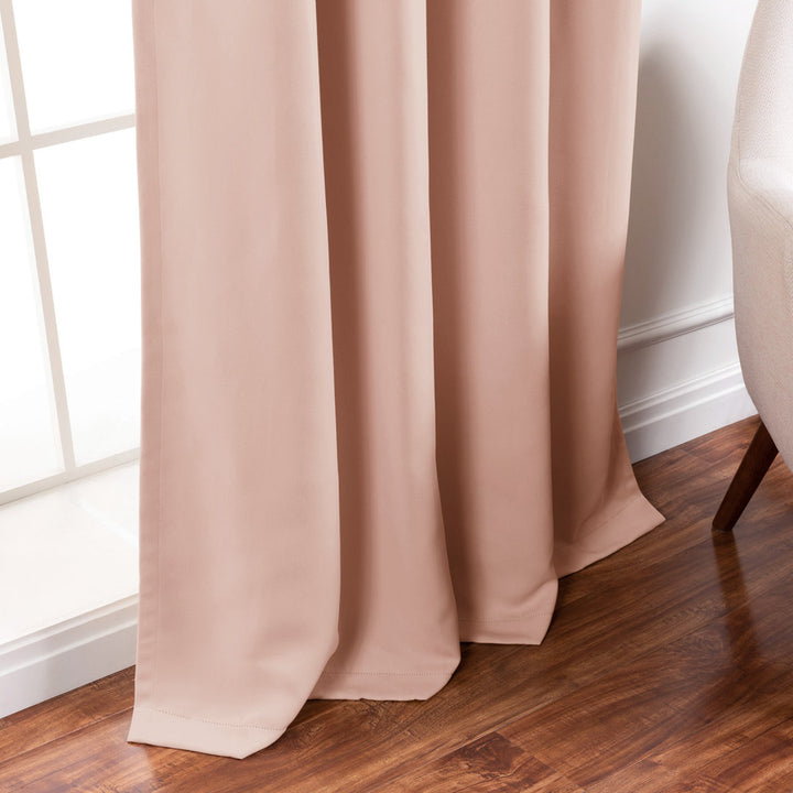 Bantam Solid Blackout Thermal Rod Pocket Curtain Panels (Set of 2) Ebern Designs Curtain Color: Blush Size per Panel: 52" W x 108" L