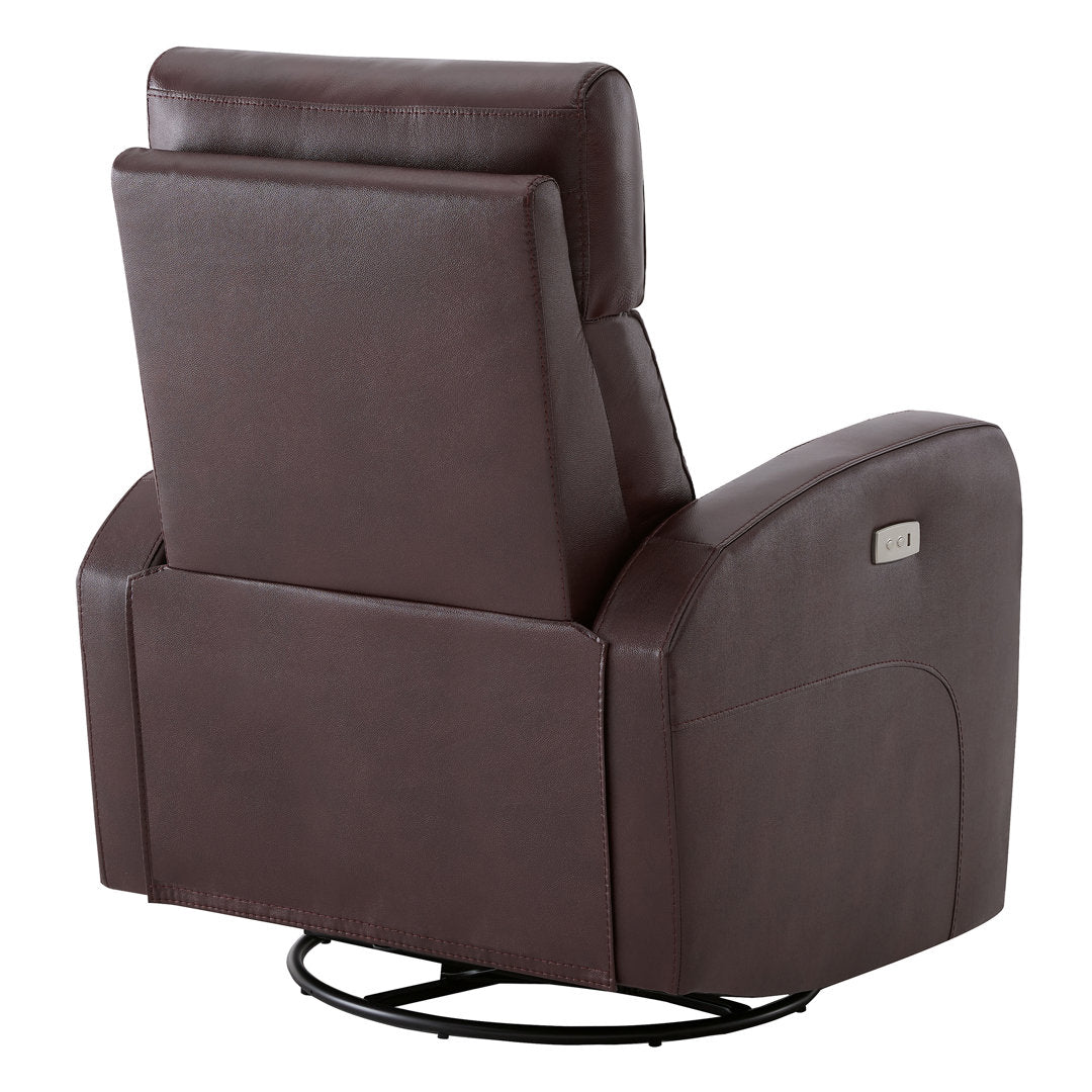Arrianna-Fiona Genuine Leather Swivel Power Recliner Wade Logan® Upholstery Color: Burgundy