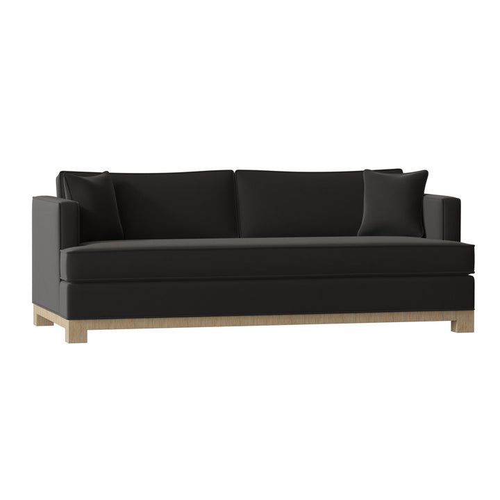 Cassidy Recessed Arm Sofa with Reversible Cushions Poshbin Leg Color: Dark Brown Size: 84 Inches Body Fabric: Aura Snow