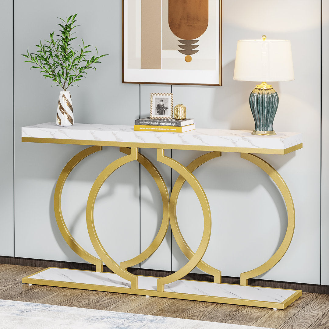 Herakles 55" Console Table Mercer41 Color: White/Gold