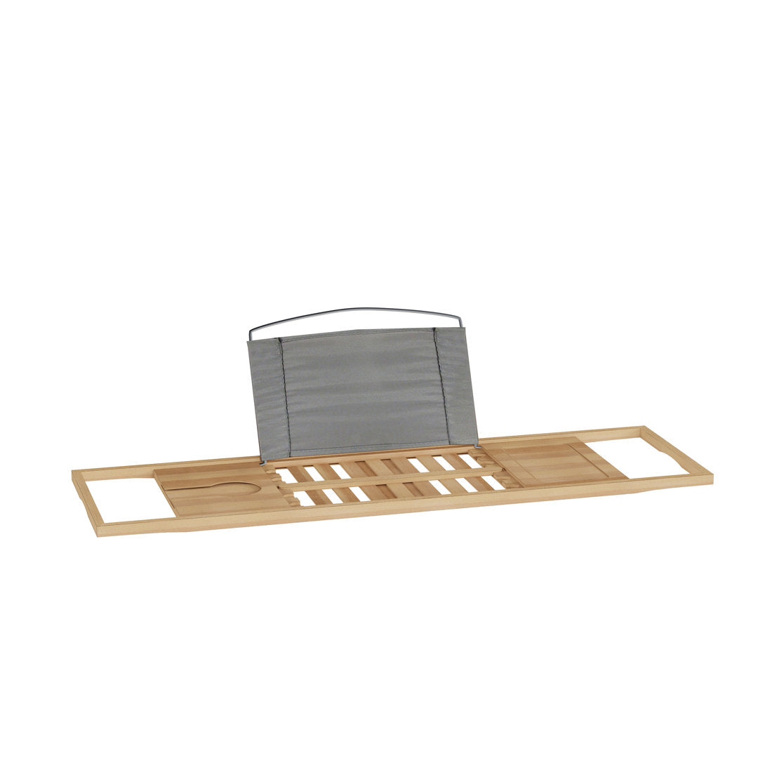 Gardner Bamboo Bathtub Tray - Wood Bath Caddy with Book, Phone, or Tablet Rest, Cup Holder, and Extended Sides for Bath Accessories by Home-Complete Rebrilliant