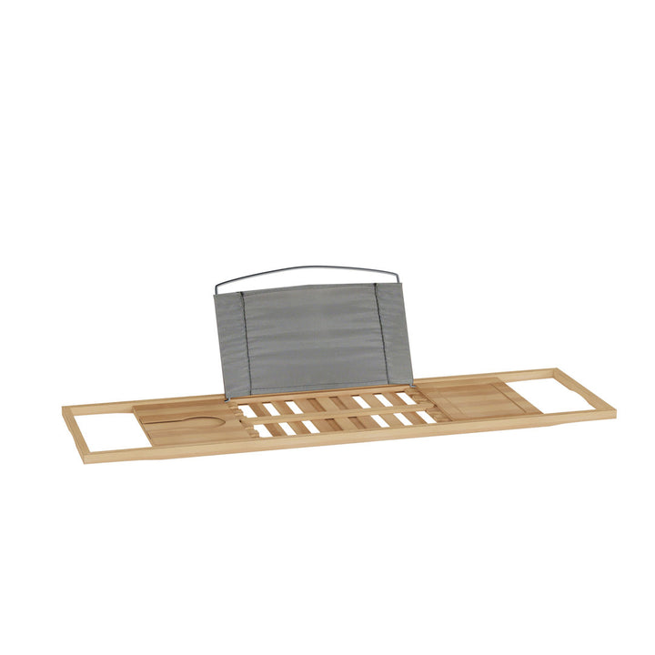 Gardner Bamboo Bathtub Tray - Wood Bath Caddy with Book, Phone, or Tablet Rest, Cup Holder, and Extended Sides for Bath Accessories by Home-Complete Rebrilliant