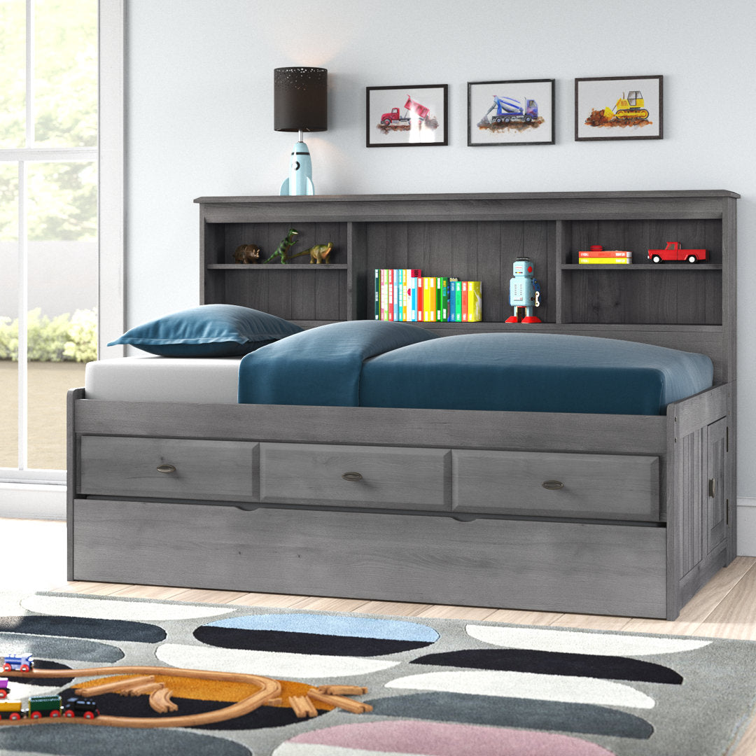 Beckford 3 Drawer Solid Wood Daybed with Bookcase by Viv + Rae Viv + Rae™ Bed Frame Color: Charcoal Size: Twin