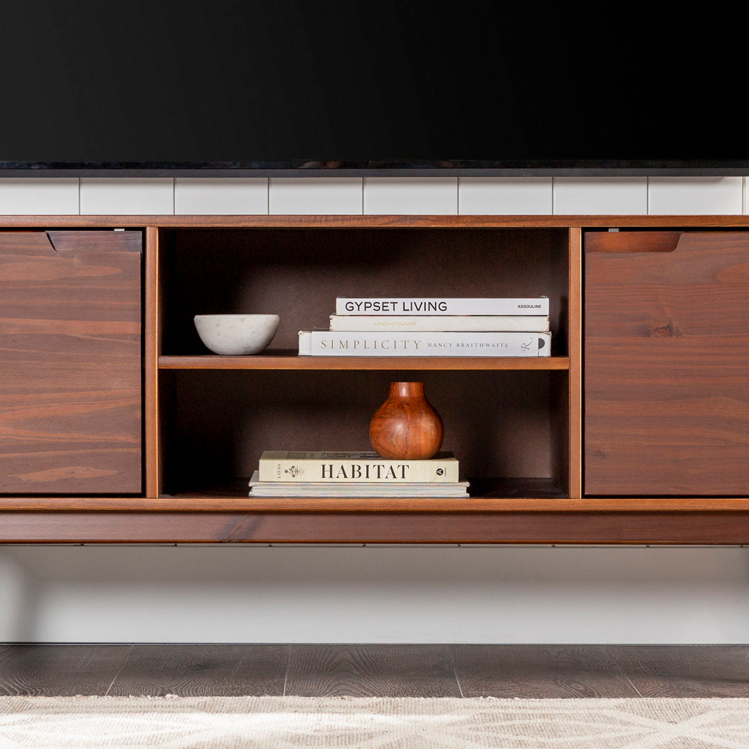 Giltner 58" Solid Wood 2-Door TV Stand for TVs up to 65" Mercury Row® Color: Walnut