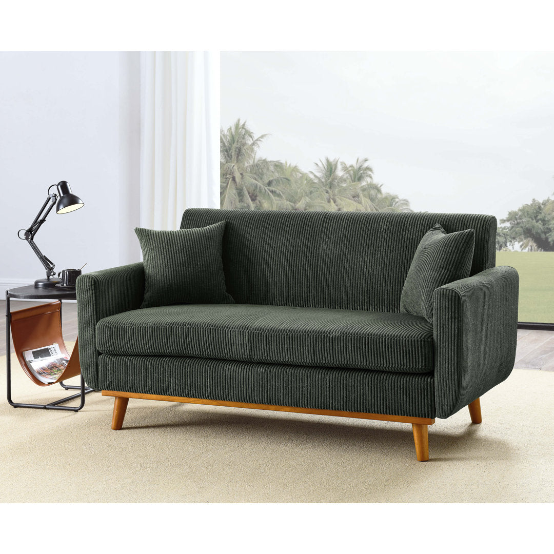 Artina 65'' Square Arm Loveseat Wade Logan® Fabric: Dark Green Corduroy