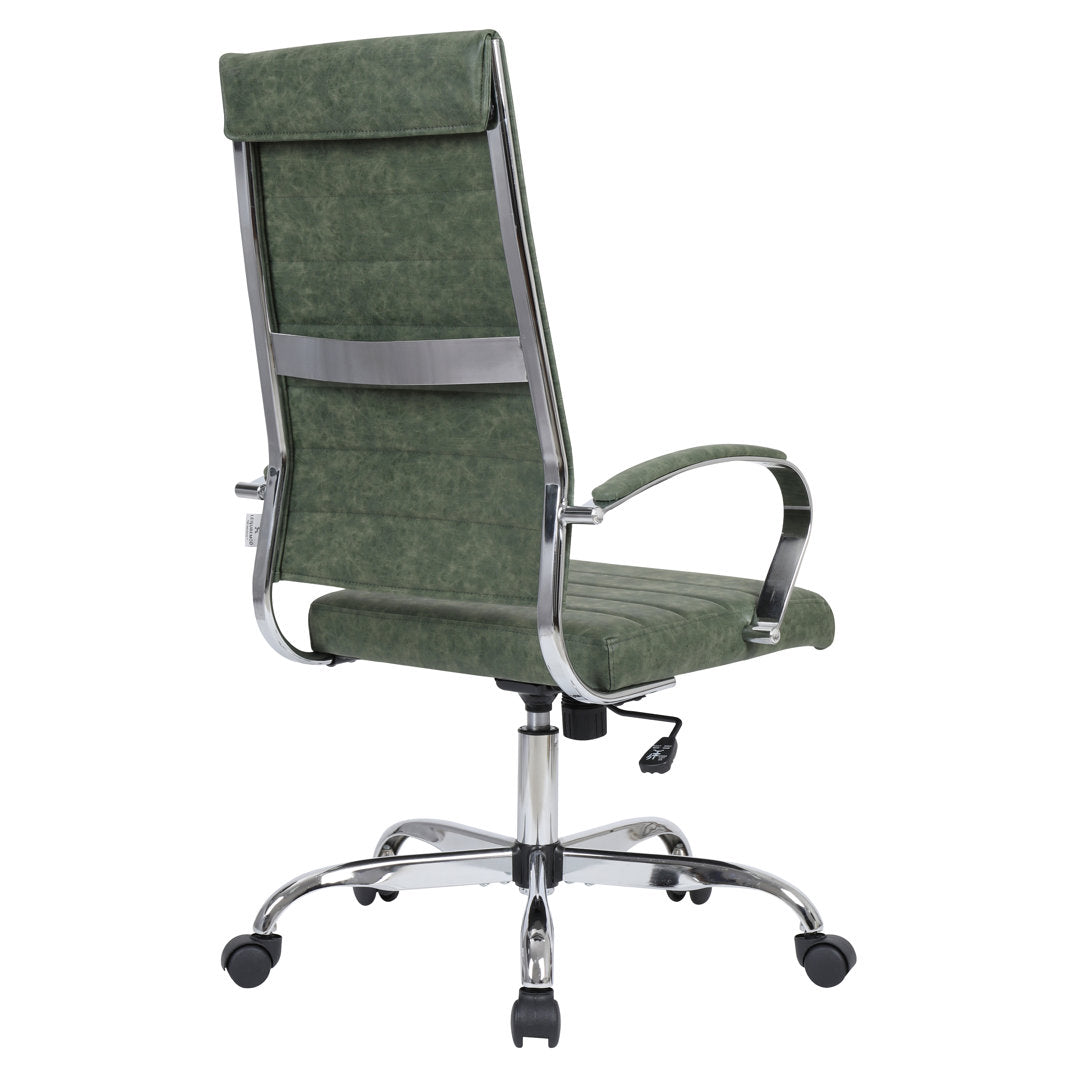 Mulkey High-Back Leather Office Chair with Adjustable Height, Swivel, and Tilt Orren Ellis Upholstery Color: Green