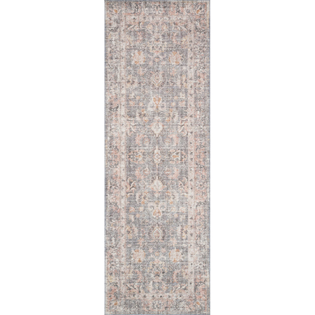 Gelo Oriental Gray/Peach Area Rug Bungalow Rose Rug Size: Round 6'