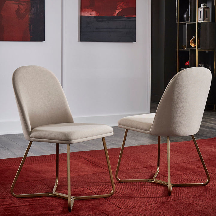 Ainhoa Linen Upholstered Side Chair (Set of 2) Etta Avenue™ Upholstery Color: Beige
