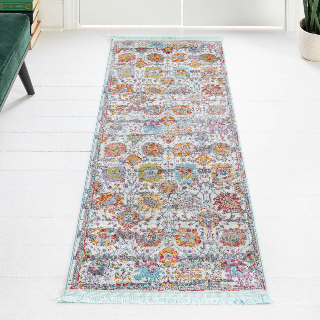 Haefner  Floral Orange/Gray/Blue Area Rug Langley Street® Rug Size: Runner 2'2" x 6'