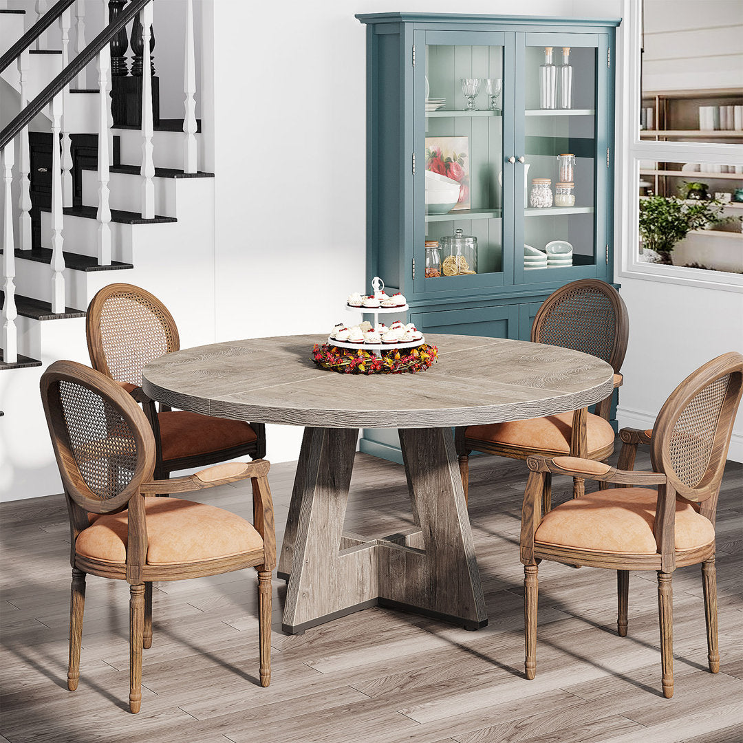 47 Inch Round Dining Table for 4 Farmhouse Kitchen Table Ebern Designs Color: Gray