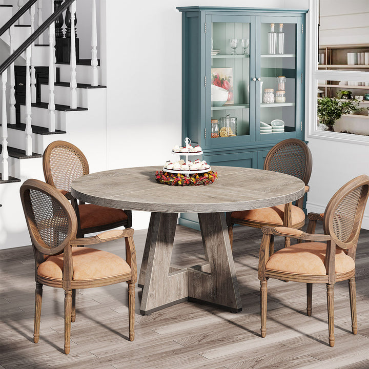 47 Inch Round Dining Table for 4 Farmhouse Kitchen Table Ebern Designs Color: Gray