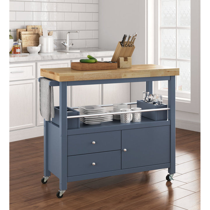 Gerolakkos ClickDecor Anson Kitchen Island Bar Cart with Storage Click Decor
