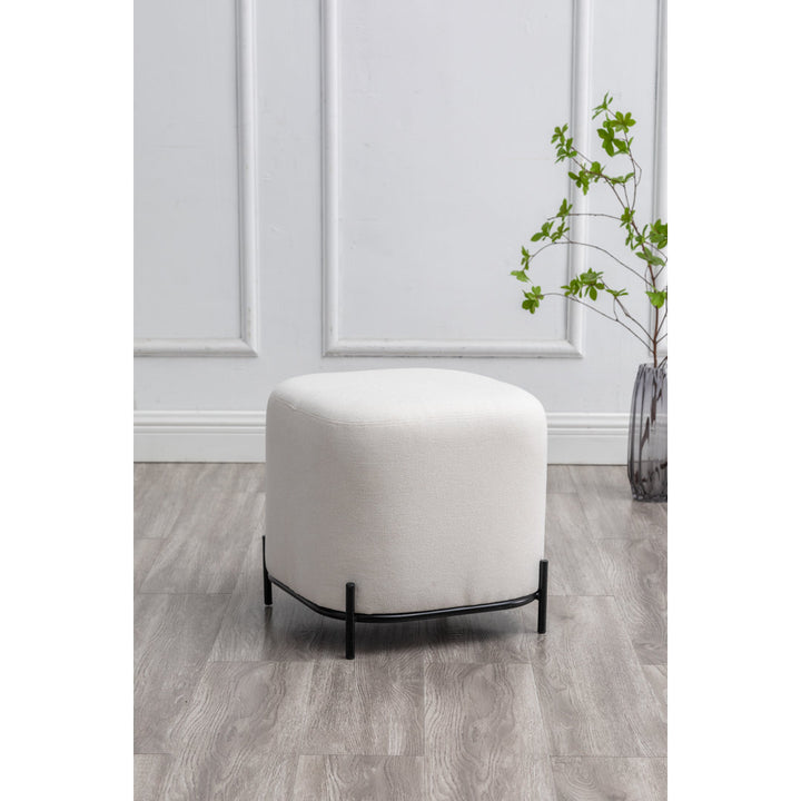 Ohman 16.5'' Wide Square Cube Ottoman Mercury Row® Leg Color: Black Body Fabric: White
