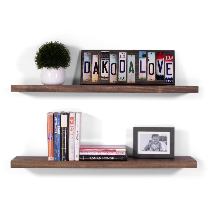 Bridgecliff 2 Piece Poplar Solid Wood Floating Shelf (Set of 2) Rosalind Wheeler Size: 1.38" H x 36" W x 10" D Finish: Espresso