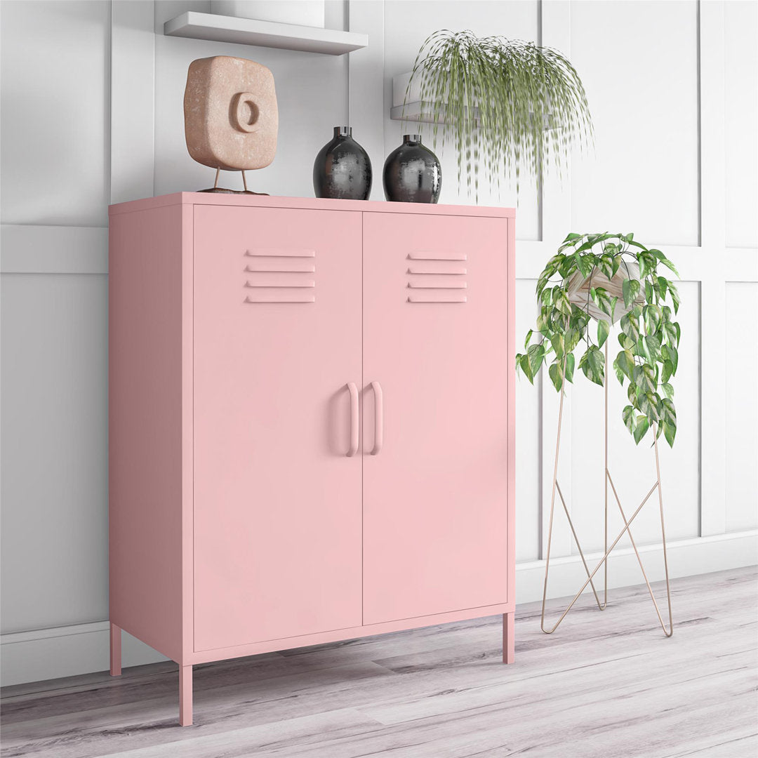 Cache 2 - Door Metal Accent Cabinet Novogratz Color: Pink