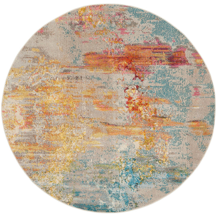 Adrihana Abstract Blue/Yellow Area Rug Williston Forge Rug Size: Round 7'10"