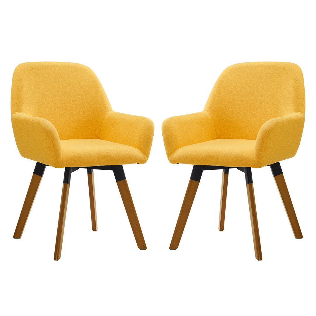 Rayshawn 22.83" W Linen Swivel dining chairs (Set of 2) Wade Logan® Upholstery Color: Yellow Linen