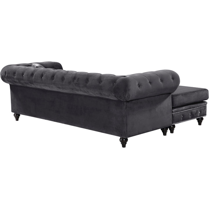 Harlow 96" Wide Velvet Reversible Sofa & Chaise Kelly Clarkson Home Upholstery Color: Gray