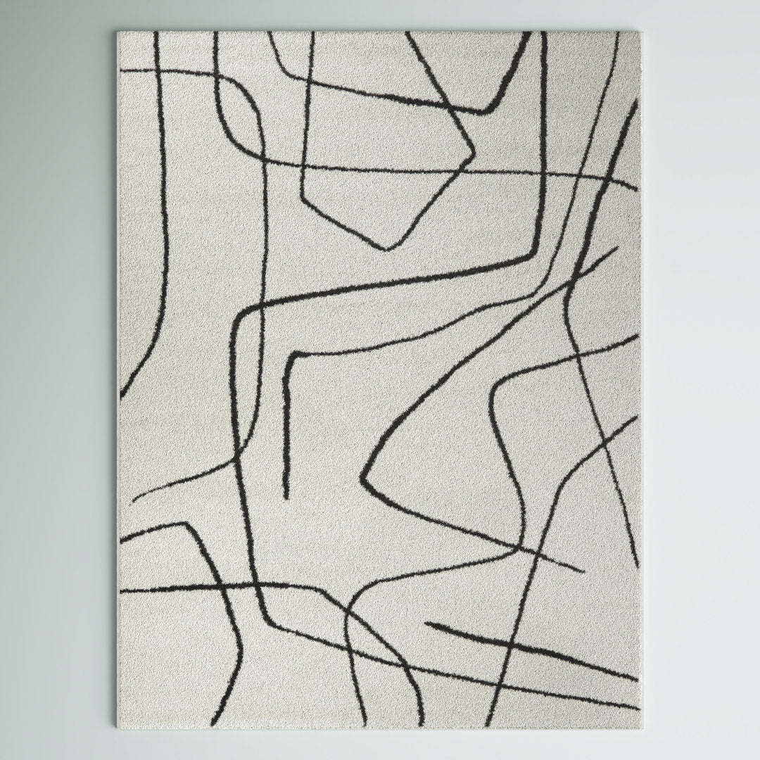 Goodrow Abstract Charcoal/White Area Rug Mercury Row® Rug Size: Rectangle 8'9" x 12'