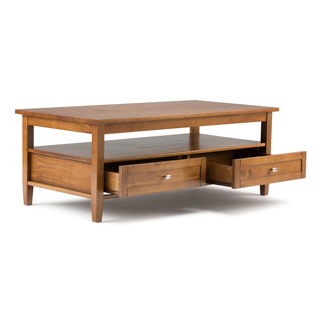 Warm Shaker SOLID WOOD 48 inch Wide Rectangle Transitional Coffee Table Simpli Home Color: Light Golden Brown