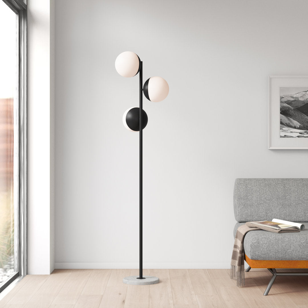 Yearby 65.5" Tree Floor Lamp Mercury Row® Shade Color: Frosted White Base Finish: Black