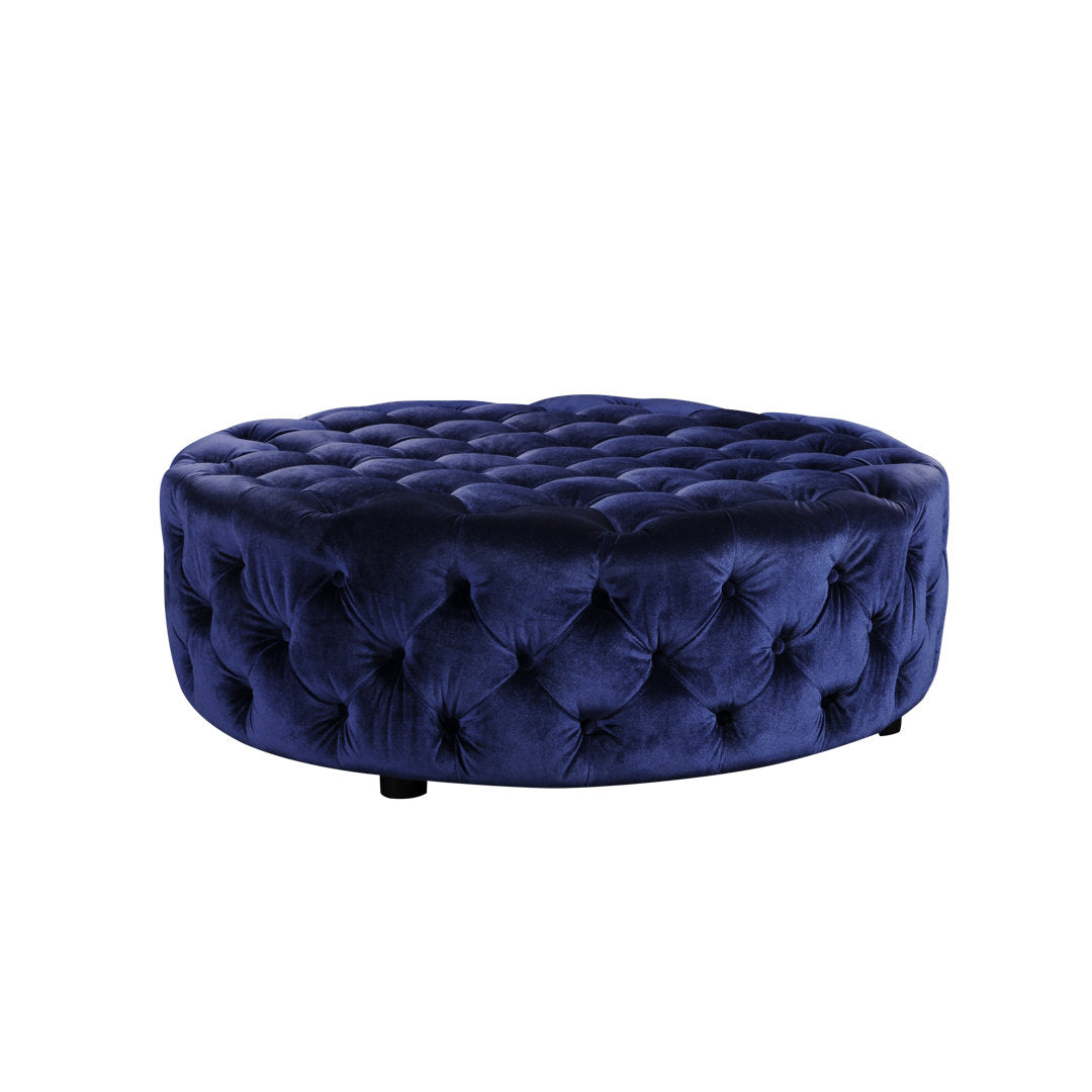 Armenio Round Ottoman - 17" H x 45" W x 45" D Lark Manor™ Fabric: Navy