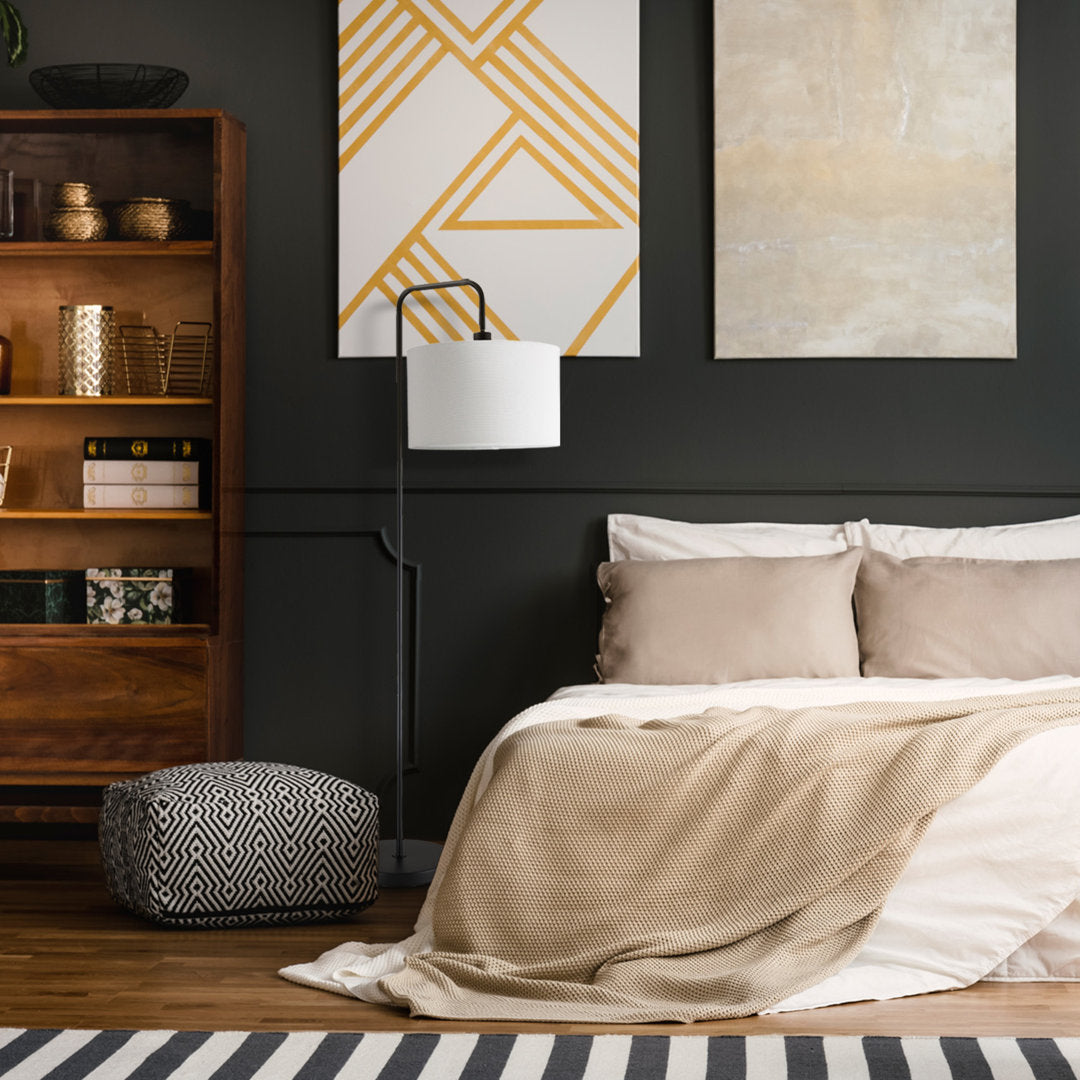 Chattahoochee 58" Arched Floor Lamp Ebern Designs Base Finish: Matte Black