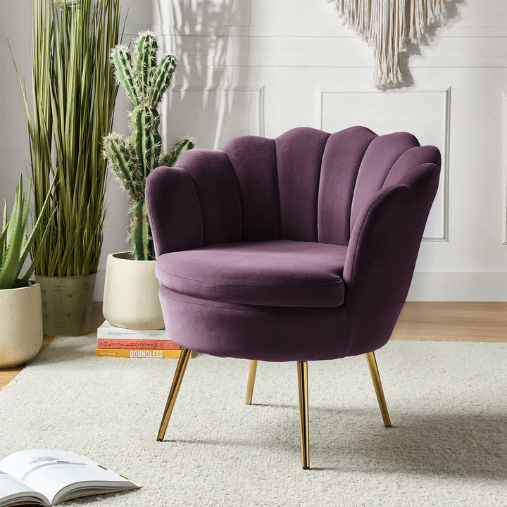 Hendrix Polyester Barrel Chair Etta Avenue™ Fabric: Purple Velvet