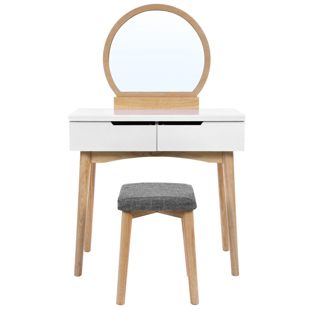 Arinze Vanity Set with Stool and Mirror Wrought Studio™ Color: Natural/White