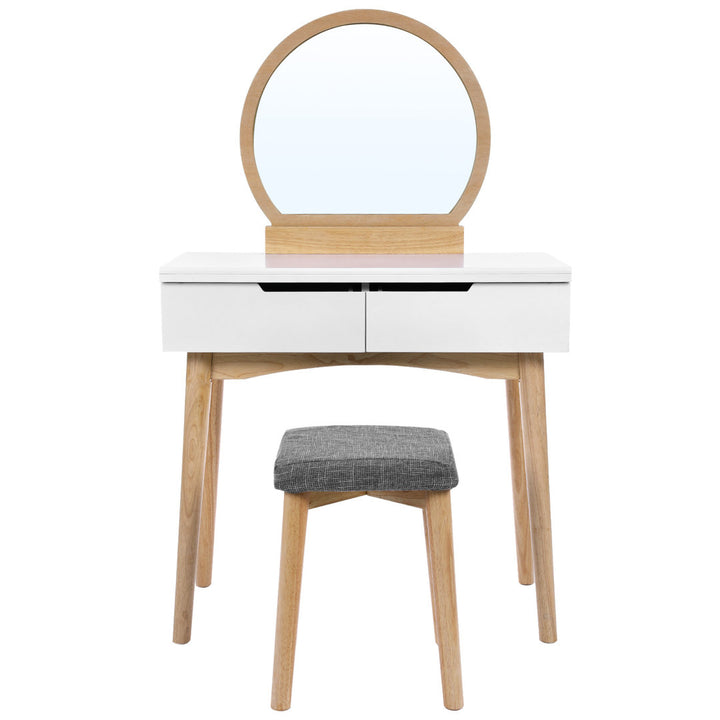 Arinze Vanity Set with Stool and Mirror Wrought Studio™ Color: Natural/White