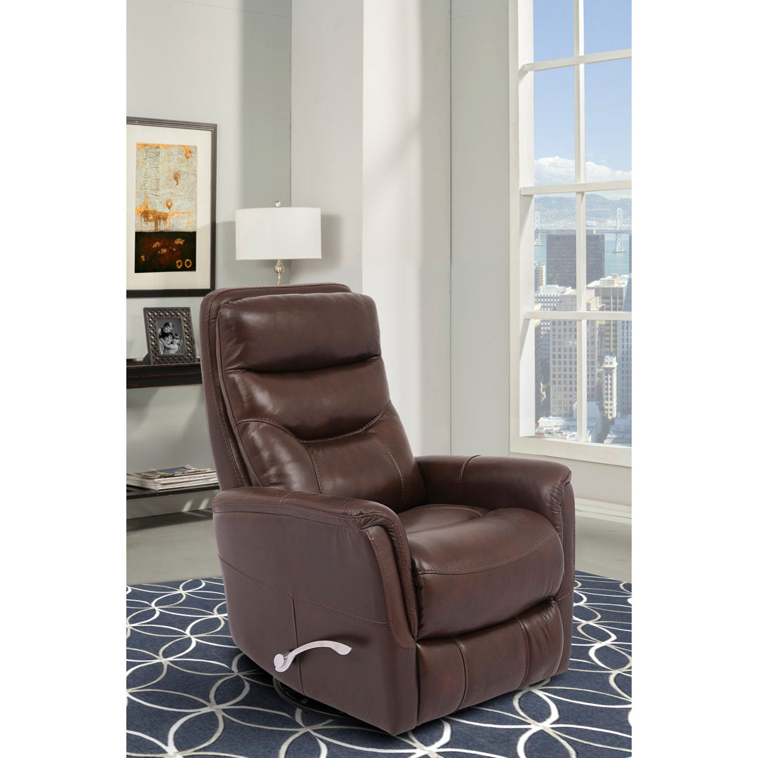 30" Top Grain Leather Manual Swivel Glider Recliner with Flared Arms Red Barrel Studio® Upholstery Color: Robust Genuine Leather