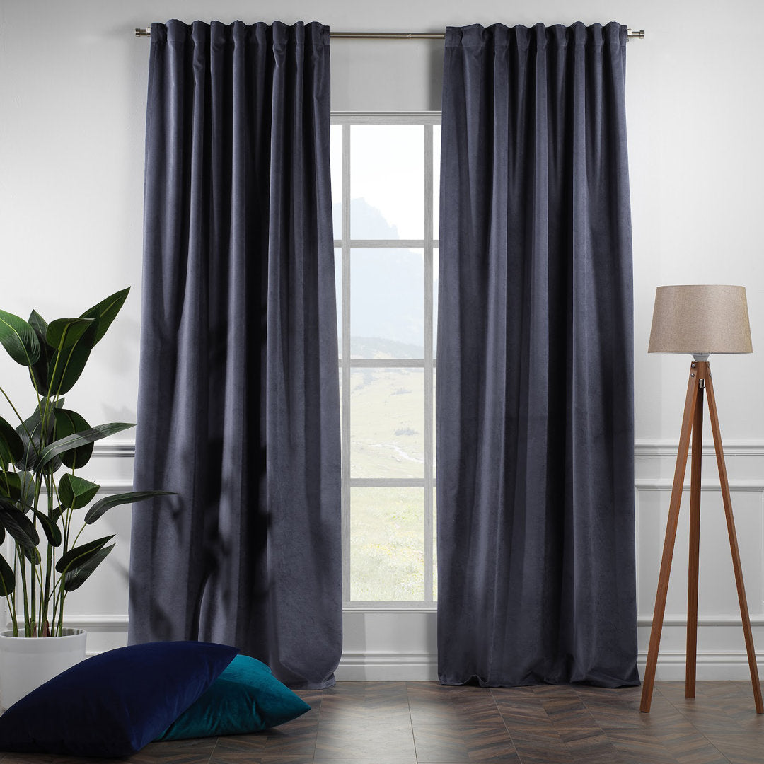 Matte Velvet Extra wide x Extra Long Custom Made Decorative Single Panel Lilijan Home & Curtain Curtain Color: 71 Independence Size per Panel: 100" W x 108" L
