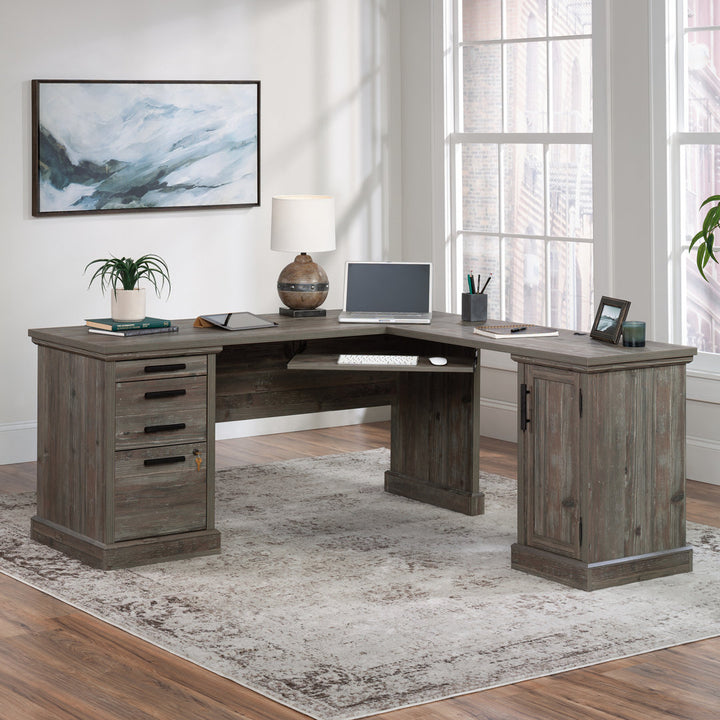 Aspen Post L-Shape Executive Desk Upper Square™ Color: Rustic Gray