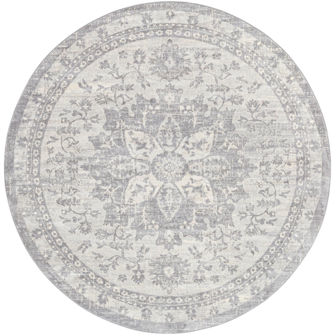 Hilyard Machine Oriental Gray Area Rug Laurel Foundry Modern Farmhouse® Rug Size: Round 7'10"