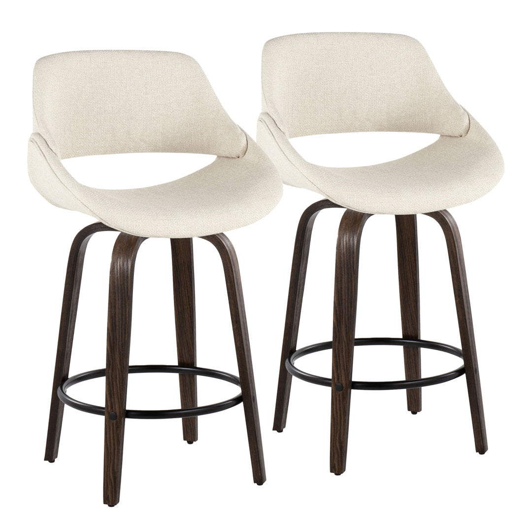 Lakyia Upholstered Bar & Counter Stool with Round Footrest George Oliver Upholstery: Cream, Seat Height: Counter Stool (26" Seat Height)