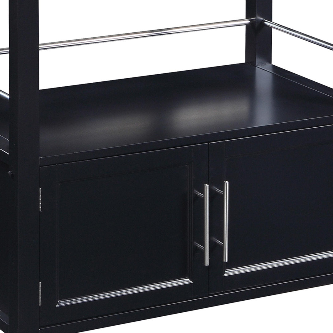 Ager Granite Top Kitchen Cart With Storage Space Latitude Run® Base Finish: Black
