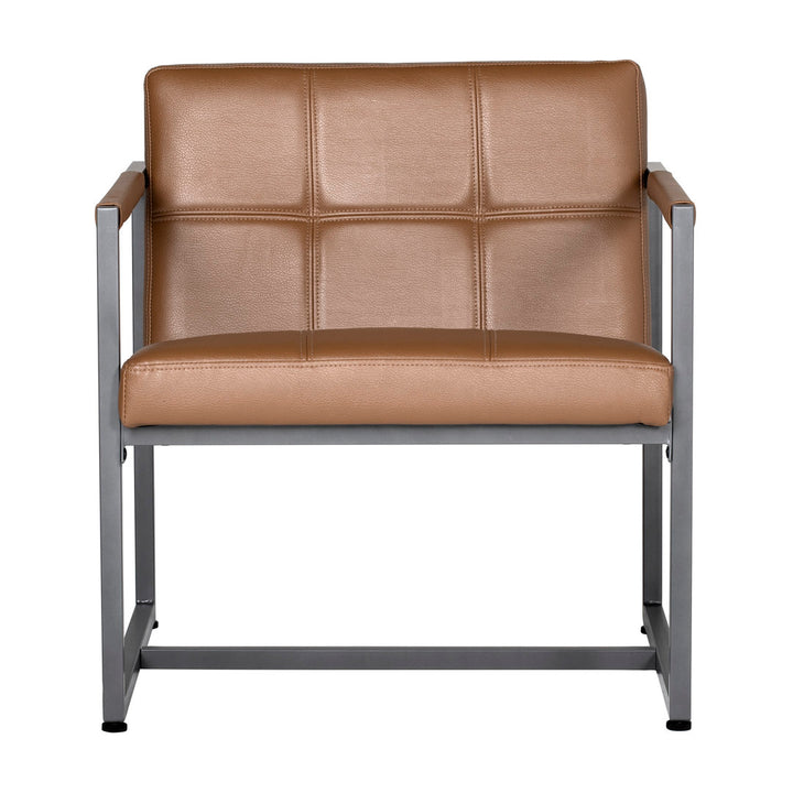 Holbeach 27.5" Wide Tufted Armchair Ivy Bronx Fabric: Caramel Faux Leather