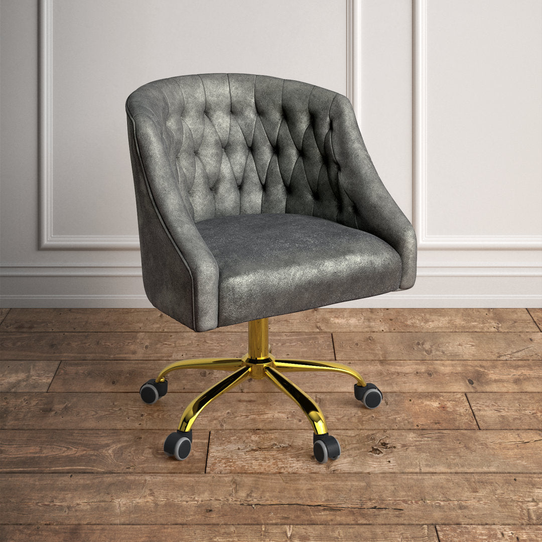 Louise 35.5'' H Velvet Hand-Curated Task Chair with Button Tufted Kelly Clarkson Home Upholstery Color: Charcoal Velvet