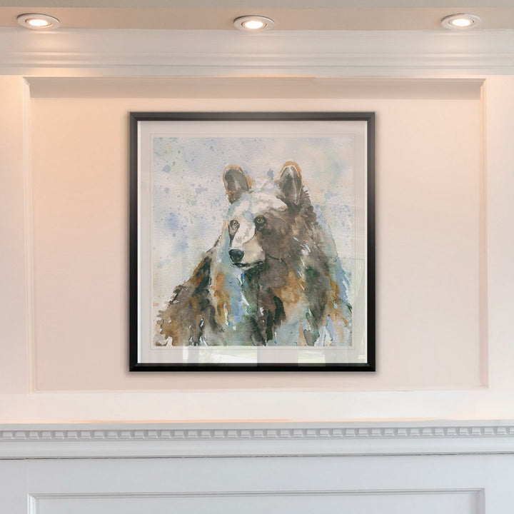Black Bear on Blue -Picture Frame Print on Paper Union Rustic Size: 26.5" H x 26.5" W x 1.5" D