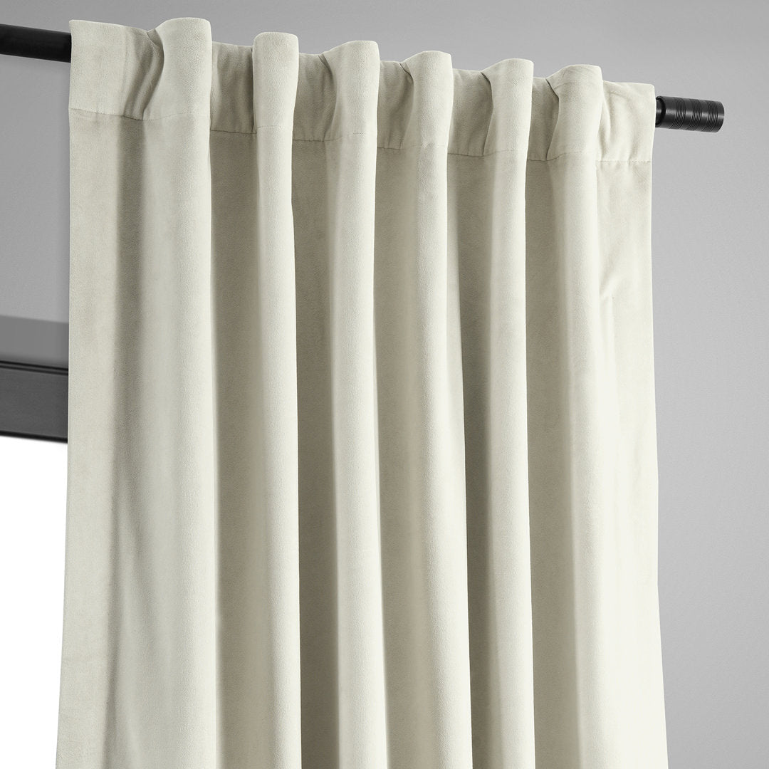 Olivia Signature Thermal Lined 100% Blackout Velvet Curtains for Bedroom & Living Room Curtains Single Panel Window Curtains Gracie Oaks Curtain Color: Off White Size per Panel: 100" W x 108" L